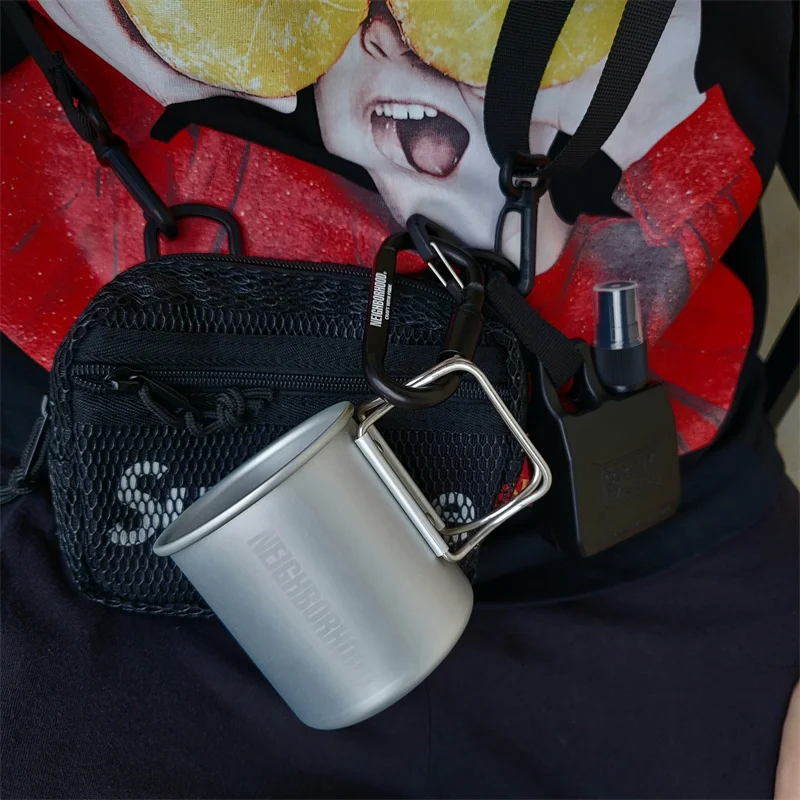 NBHD lightweight portable outdoor hanging cup blackened camping water cup folding cup coffee cup aluminum alloy water cup