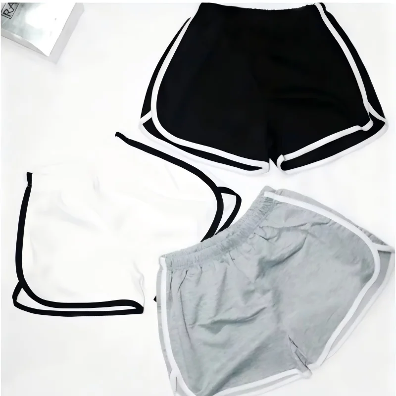 Women's Retro Dolphin Shorts Elastic Waist Contrast Trim Quick Dry Athletic Shorts for Running Fitness