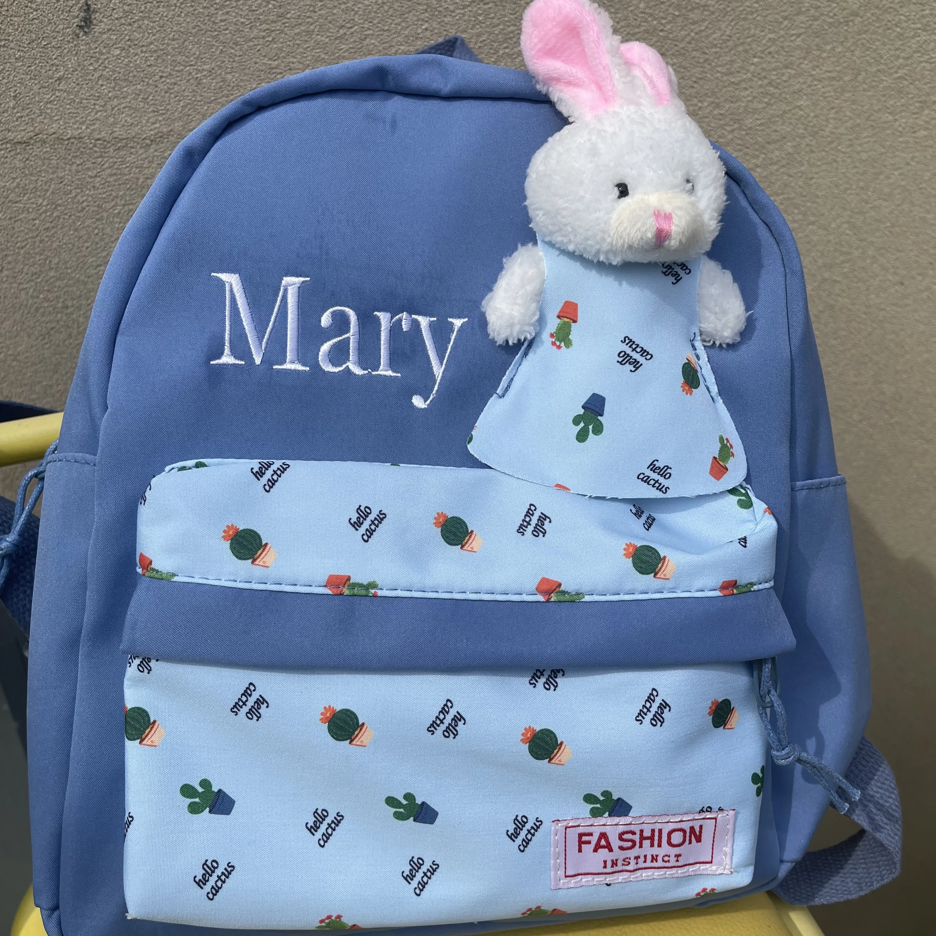 Personalized Embroidered Cartoon Boys and Girls Kindergarten Bunny Backpack Customized Name Children's Day Birthday Gift Pack