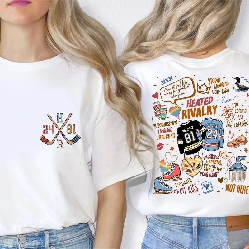 Heated Rivalry Romance  Hollanov Couple Romance Book Hockey Rivals Couple Graphic Tee Cotton Mens Womens T-Shirt Y2K Streetwear