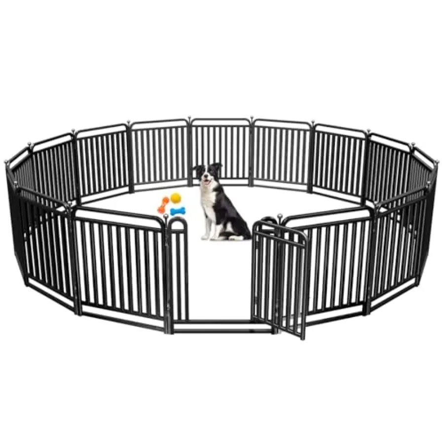 

Puppy Playpen Dog Playpens Fence Outdoor Thickened Metal Tube Low Threshold Dog Play Pen Indoors for Small/Medium/Large Dogs Bl