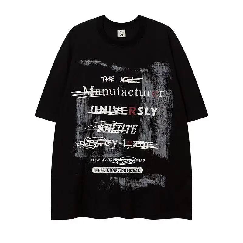 

Loose American Sle Men's ort Sve T-irt fiti Hip Hop High Street Summer Trendy Brand f Sve Body irt