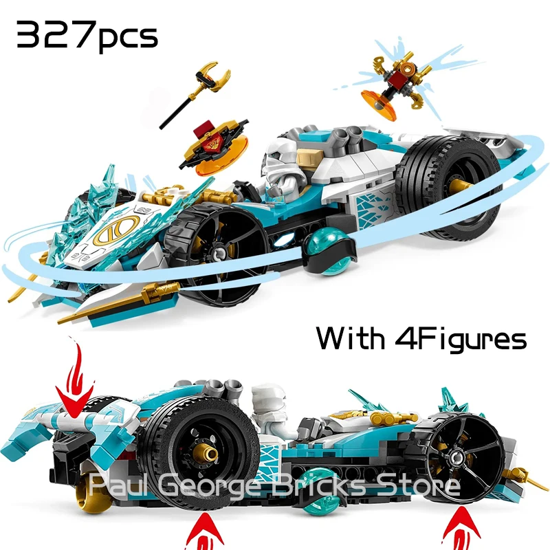 In Stock 327pcs Ninja Series Zane Dragon Power Spinjitzu Race Car Building Blocks Bricks Toys For Children Christmas Gifts