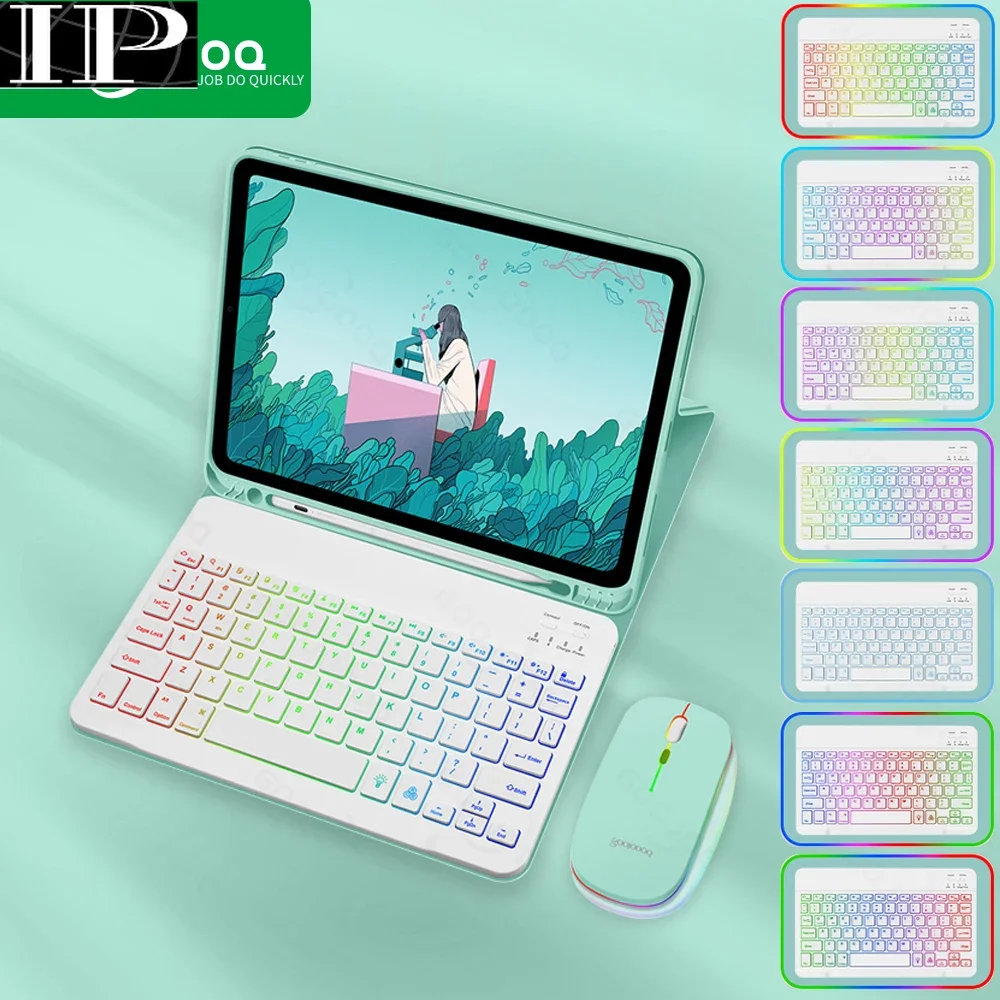 For iPad Air 5 4 Case with RGB Keyboard for iPad Pro 11 Case funda iPad 9th 10th Generation Case 10.9 10.2 8th Magic Keyboard