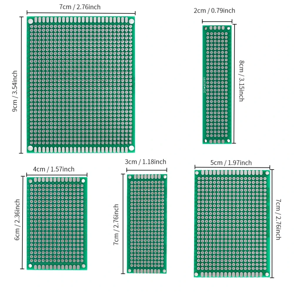 25PCS PCB Board Protoboard 2x8 3x7 4x6 5x7 7x9cm Each 5PCS Double Side Prototype DIY Universal breadboard Free Shipping