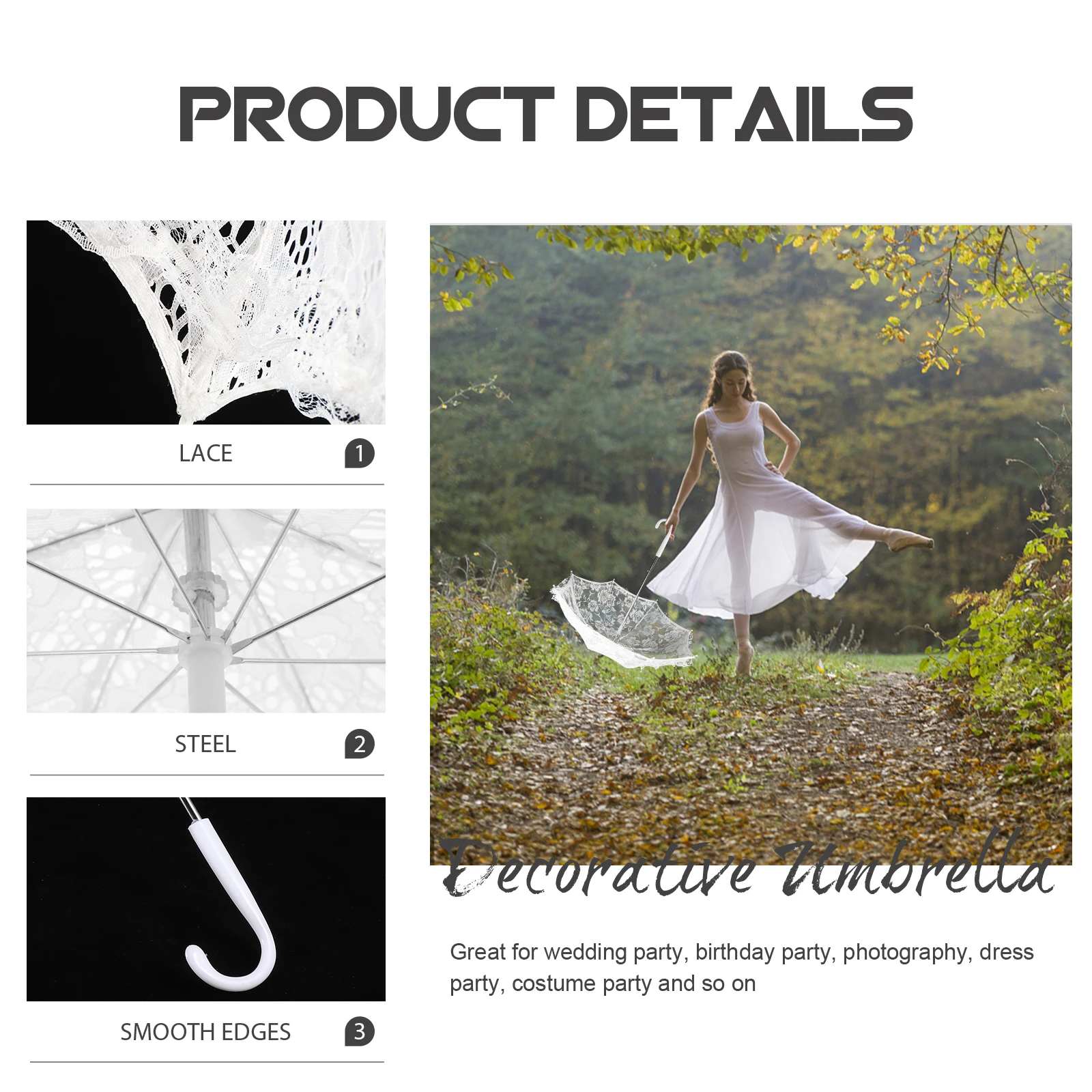 

Decorative Mini Lace Umbrella for Dance Recital Performance Wedding Bridal Shower Party Favor Craft Ornament Elegant