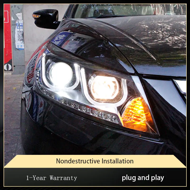 Headlight For Honda Accord G8 2008-2013 Car lights DRL Dynamic Angel Eyes Design LED Dynamic Bi Xenon Lamps Accessories