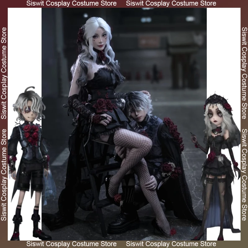 Identity V Game Психолог Доктор Ада Эмиль Пацієнт Месмер Вечная Ночь Косплей Костюм Парик Черная Роза Платье Пальто Хэллоуин