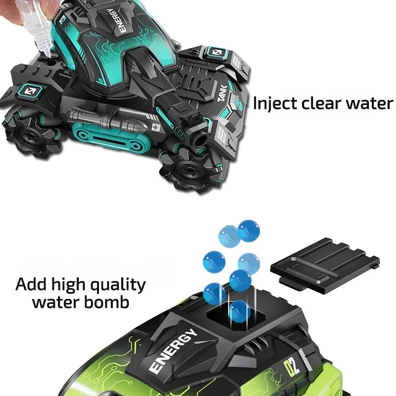 RC Car Toys para Crianças, 4WD Controle Remoto Tanque, Iluminação Spray, Efeitos Sonoros, Bomba de Água, Veículo Blindado Elétrico, Kids Gift Set