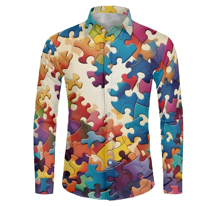 New 2024 Men's Long Sleeve Button-Down Shirt 3D Printed Floral Mushroom Cool Pattern Athleisure Fashion Comfortable Top Mens