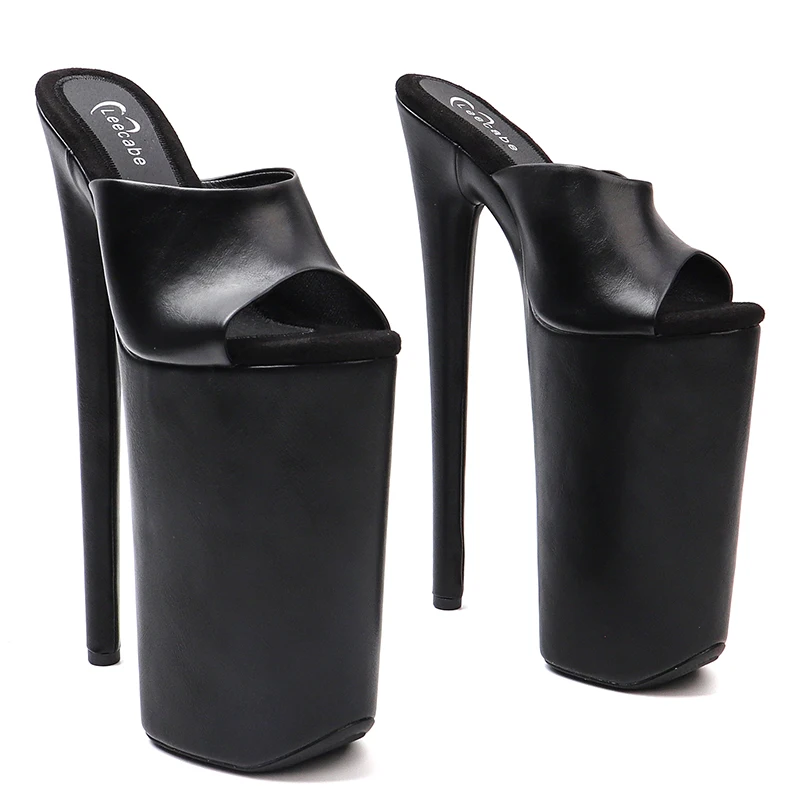 Leecabe 26CM/10inches Matte PU Upper Sexy Exotic High Heel Platform Party Slipper Sandals Stripper Heel Pole Dance Shoes