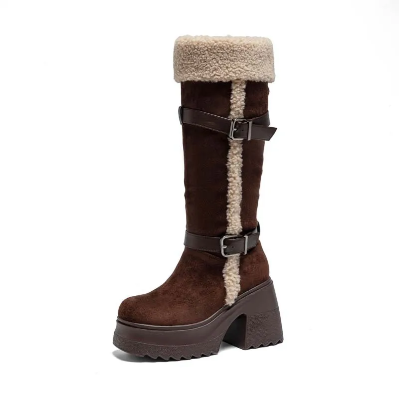 

10cm Platform Boots for Women Knee High Boots Sexy Thermal Warm Fur Women Winter Boots Comfortable Non Slip Shoes