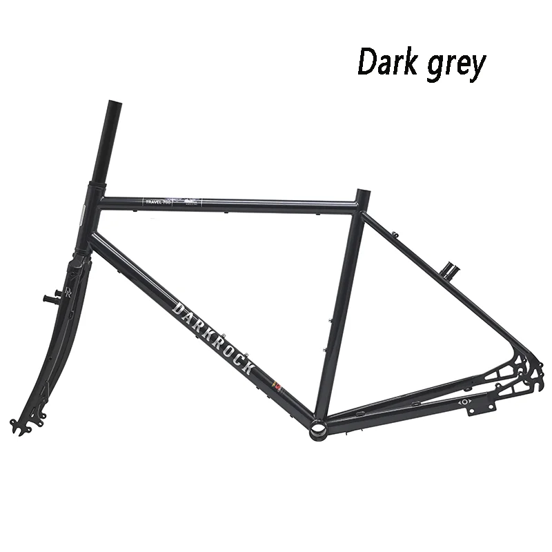 DARKROCK-CRMO-Steel Bicycle Frame, Travel 700C, Long Distance, Front Fork, Leisure, Touring, Gravel, Mountain, Road