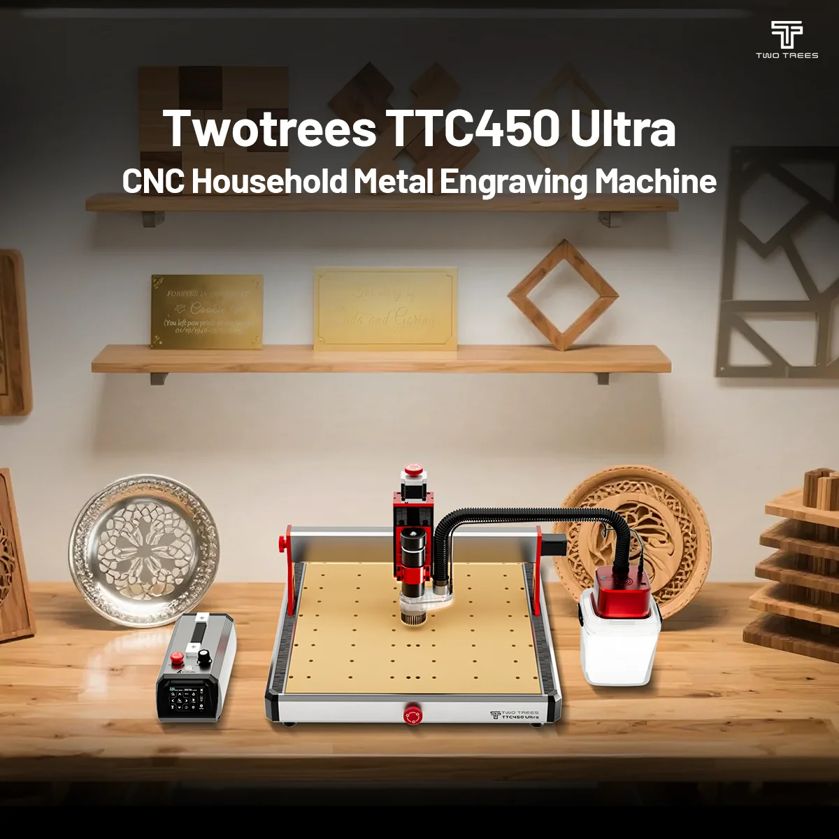 TWOTREES TTC450 Ultra CNC Machine 2-in-1 Engraving Cutter Router Table 460x460x100mm  for Wood Stone Aluminium MDF Acrylic