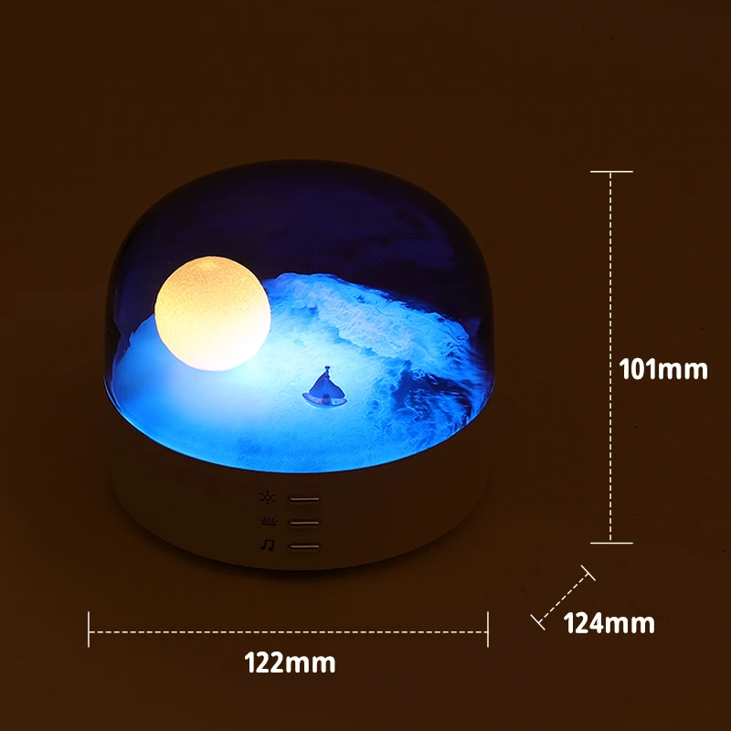 Moon LED Atmosphere Night Light Speaker Bluetooth Rechargeable Dimming Wave Table Lamp Kid Birthday Gift Bedroom Decor