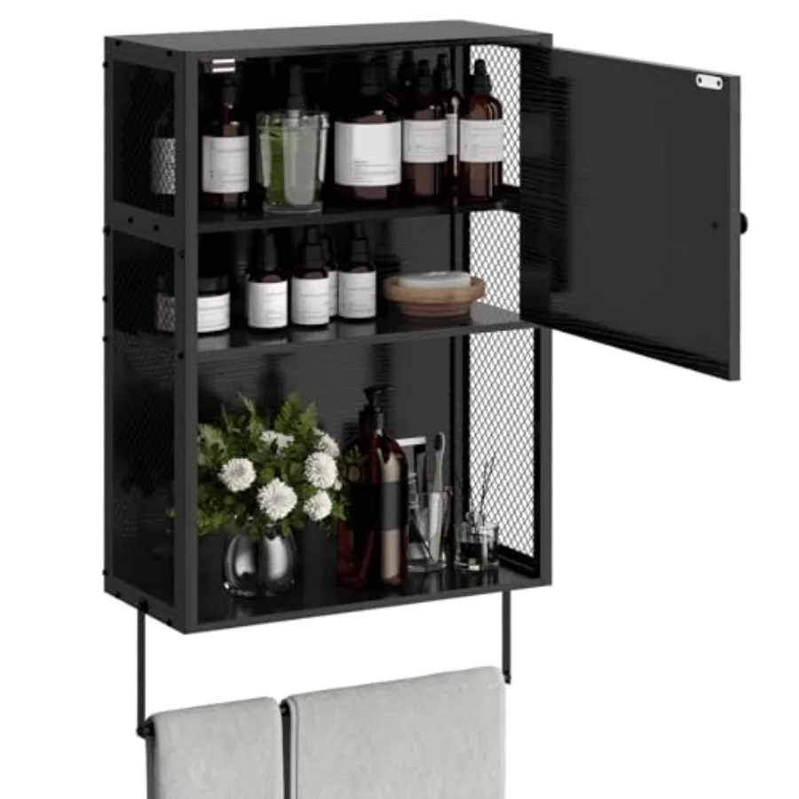 

Small Bathroom Cabinet Wall Mounted with Door and Shelf 3 Tier Medicine Cabinet Hanging Bathroom Storage Shelf Over Toilet Stor