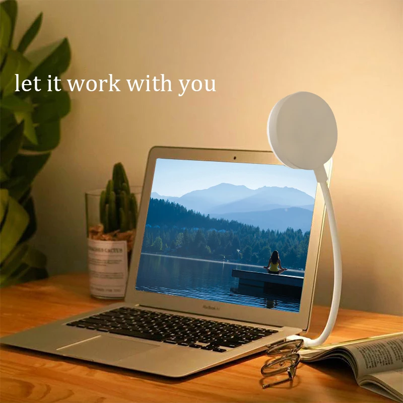 LED Eye Care Book Lights Remote Control Dimmable Mini Round Reading Desk Lamp USB Plug Laptop Keyboard Lighting Night Light