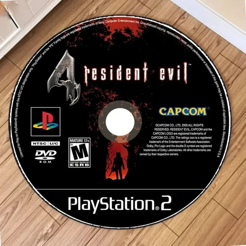 Alfombra redonda con estampado de CD de Resident Evil, alfombras circulares antideslizantes para sala de estar, dormitorio, hogar, sofá, pasillo, balcón, alfombra para exteriores