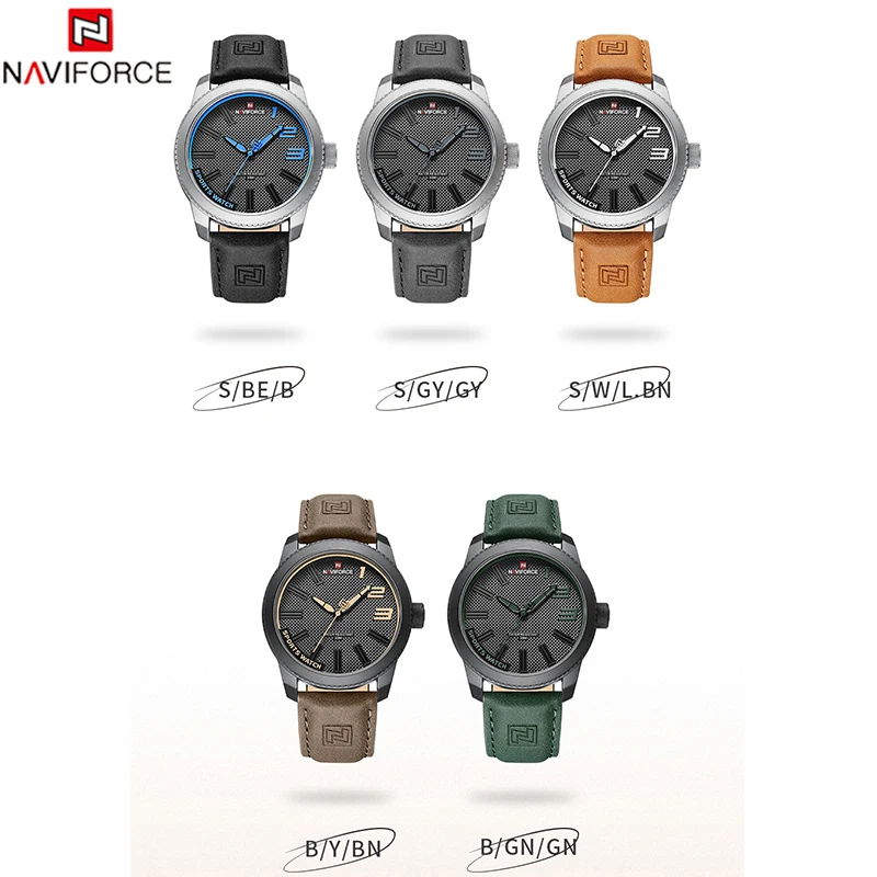 NAVIFORCE New Men Watch Original Simple Genuine Leather Wristwatches 3ATM Waterproof Business Quartz Men Watch Relogio Masculino