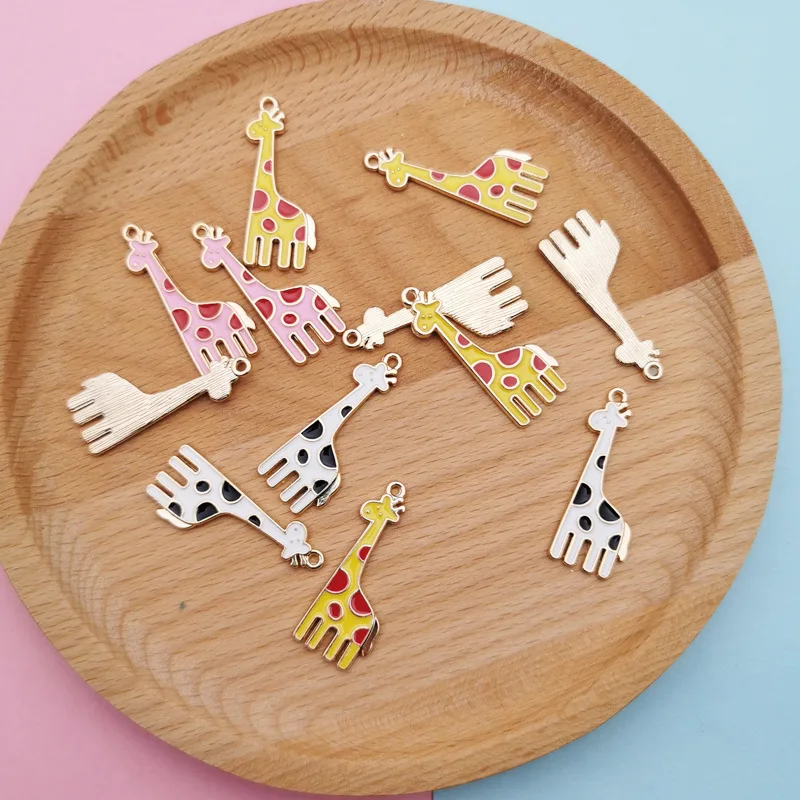 10pcs Enamel Giraffe Pendant Wild Animal Charms Handmade Necklace Bracelet Accessory DIY Handmaking Jewelry for Women