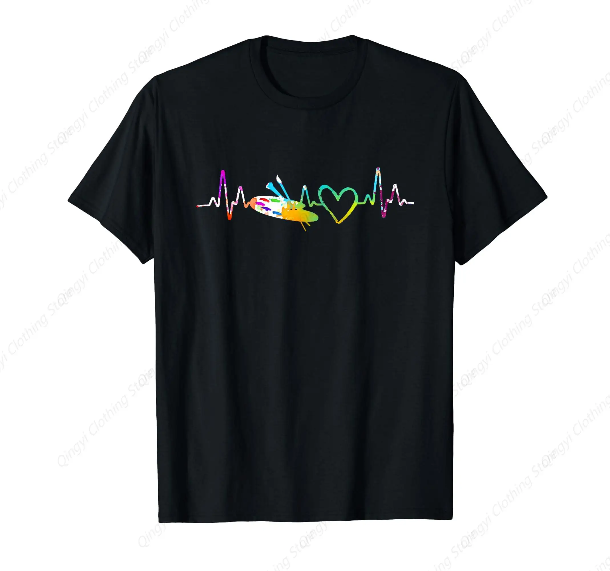 

Painter Heartbeat Gift Paint Brush Palette Drawing Artist T-Shirt