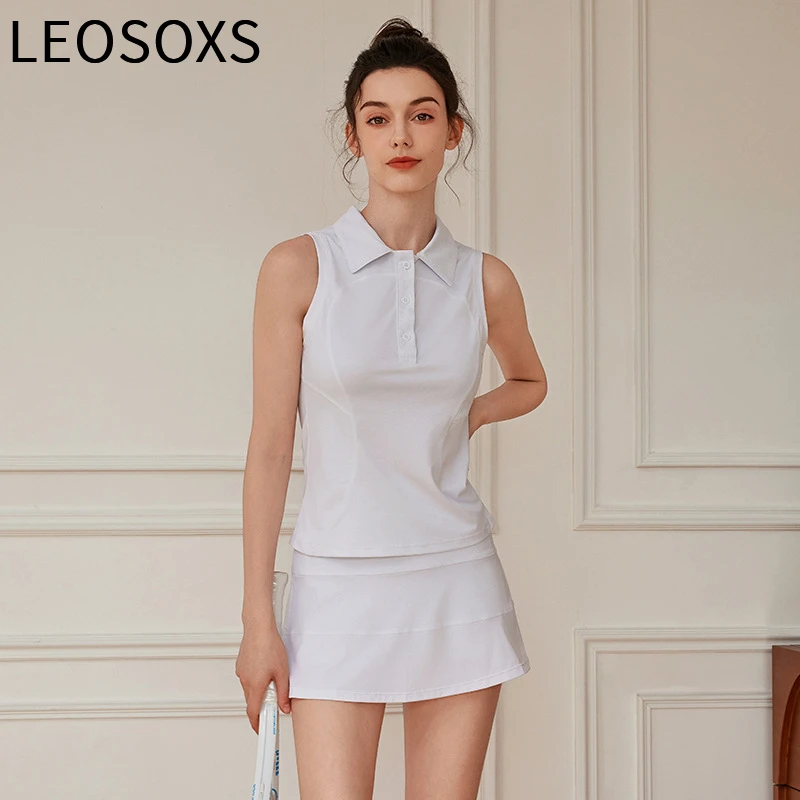 

LEOSOXS Tennis Skirt Sets Sports Fitness Golf Badminton Running Leisure Short Skirts Workout Clothing Gym Yoga Suits for Women