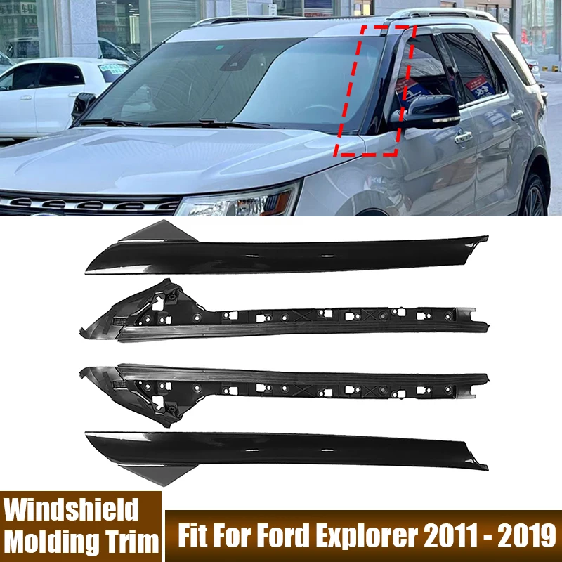 

4 шт. переднее лобовое стекло автомобиля, накладки на стойку, защитная панель, подходит для Ford Explorer 2011-2019 BB5Z-7803136-AB, BB5Z-7803137-AA