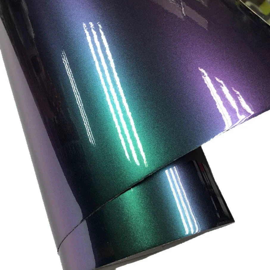 Sparkle Glossy Metallic Peacock Green Purple Chameleon  Vinyl Wrap Film Roll Self Adhesive Car Decal Sticker Wrapping