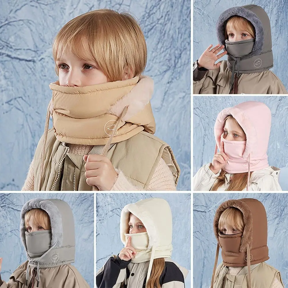 

Winter Ear Protection Winter Children Hats Fleece Warm Snow Caps Outdoor Windproof Mask Hat Scarf Set for Boys Girls