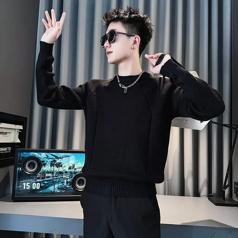 

Men's Thiened Knitted Sweater Autumn Winter New Sle Faionable Base Layer Inner Wear Casual Straight Cut Polyester Fiber