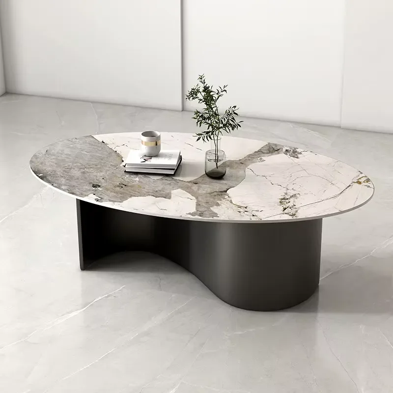 Oval Rectangular Coffee Table Italian Luxury Curved Aesthetic Coffee Table Rustic Glamour Table Basse Living Room Furniture