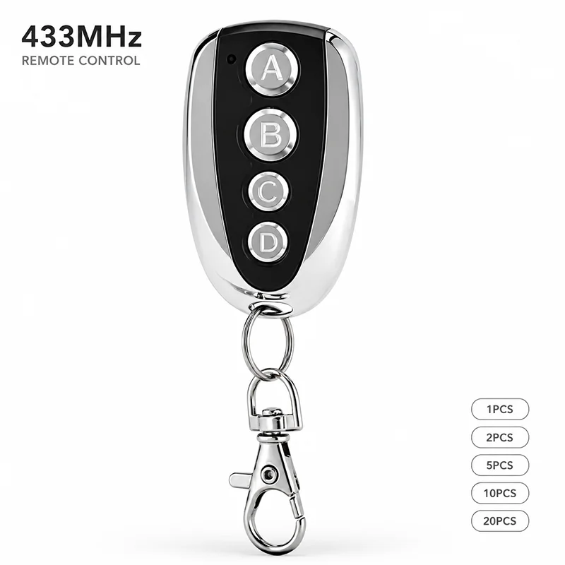 1/2/5/10/20PCS 433MHz Universal Garage Door Remote Cloner – 4-Button Fixed Code Duplicator for Gate Opener
