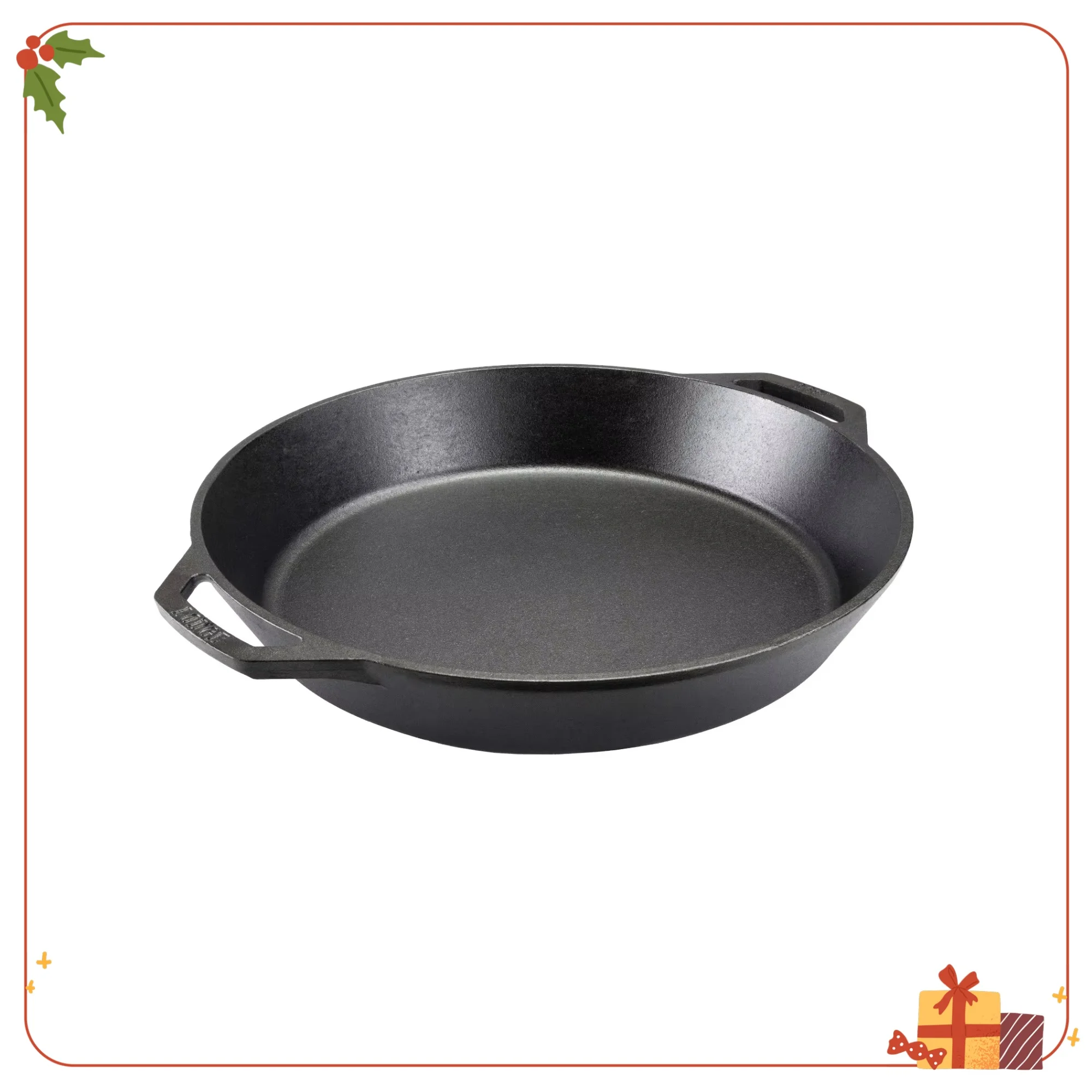 

15 Inch Dual Handle Cast Iron Seasoned Pan, Pre-Seasoned Skillet for Searing, Frying & Oven Use