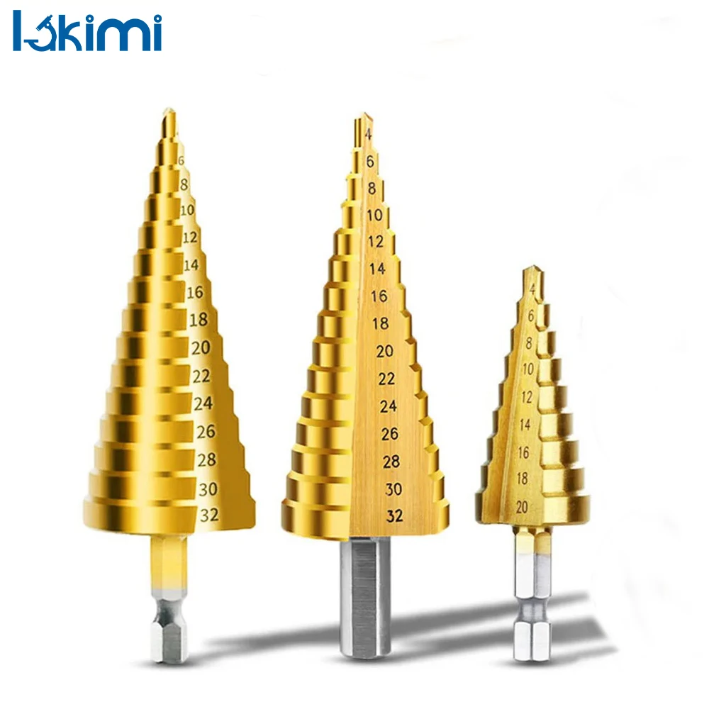 

Titanium Coated HSS Drill Bit Set Wood Drill Power Tools Metal High Speed Steel Hole Cutter Step Cone Center Drills LA-AA365