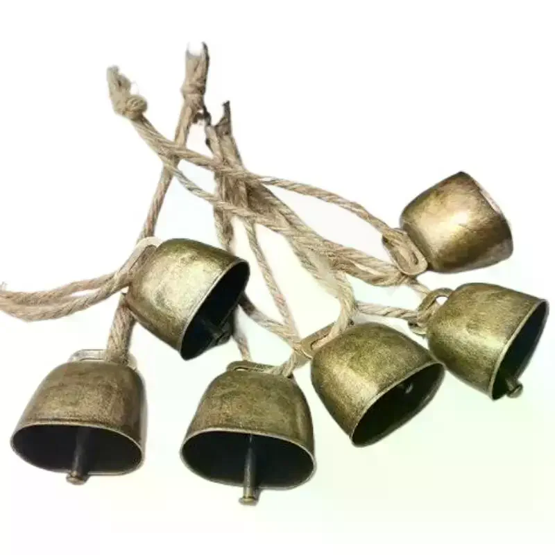 Cow And Sheep Bells Pet Copper Bells Christmas Decoration Jingle Bells With Hemp Rope Loud Bells Xmas Hanging Ornament