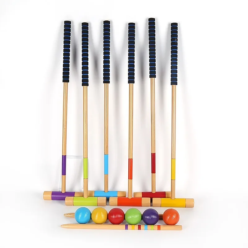 Youth outdoor toys six-person croquet set set park parent-child interactive wooden croquet manufacturer