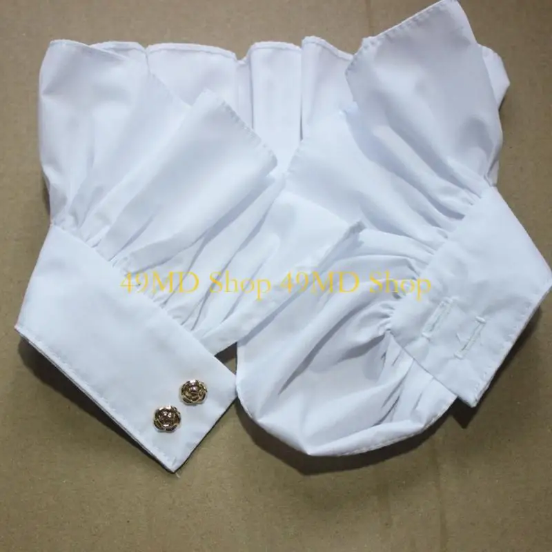 49MD Sweet Pleated Wrist Cuffs Woman Flared Cuffs Elegant Shirt Sweater Supplies