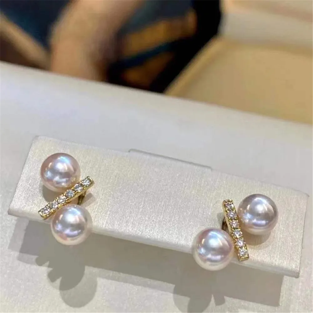 DIY Pearl Mini Accessories S925 Pure Silver Ear Stud Empty Holder Gold Silver Earrings Fit 5-6mm Round Beads E336