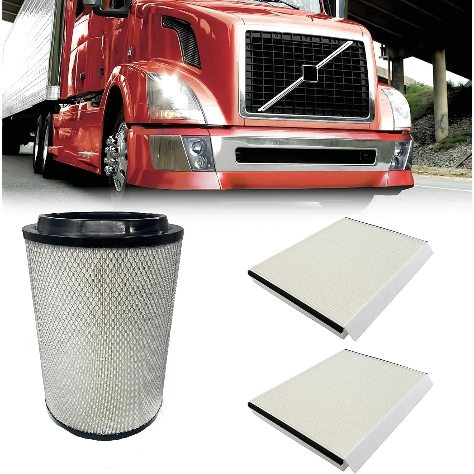 US  Engine & 2 Air Filters Replacement for semi Trucks VNL 780 760 860 670 630 2002+ Replaces 20435801 AF26405 CAF24000 49084