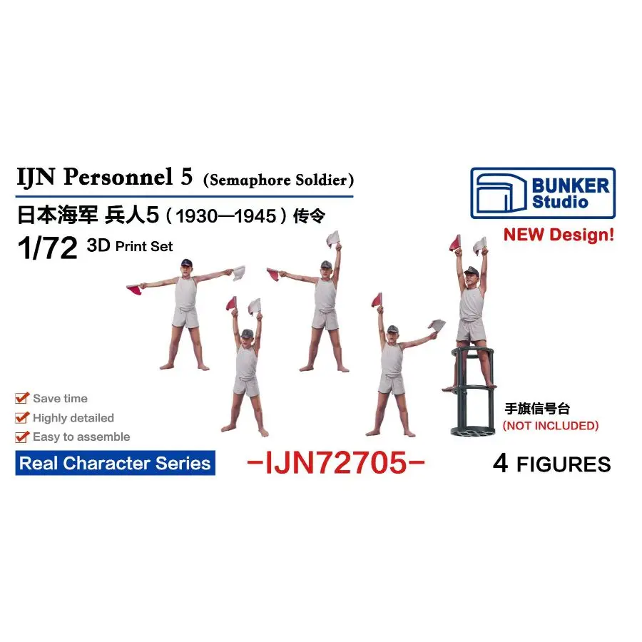 BUNKER IJN72705 1/72 IJN Personnel5(Semaphore Soldier)3D-print 4PCS