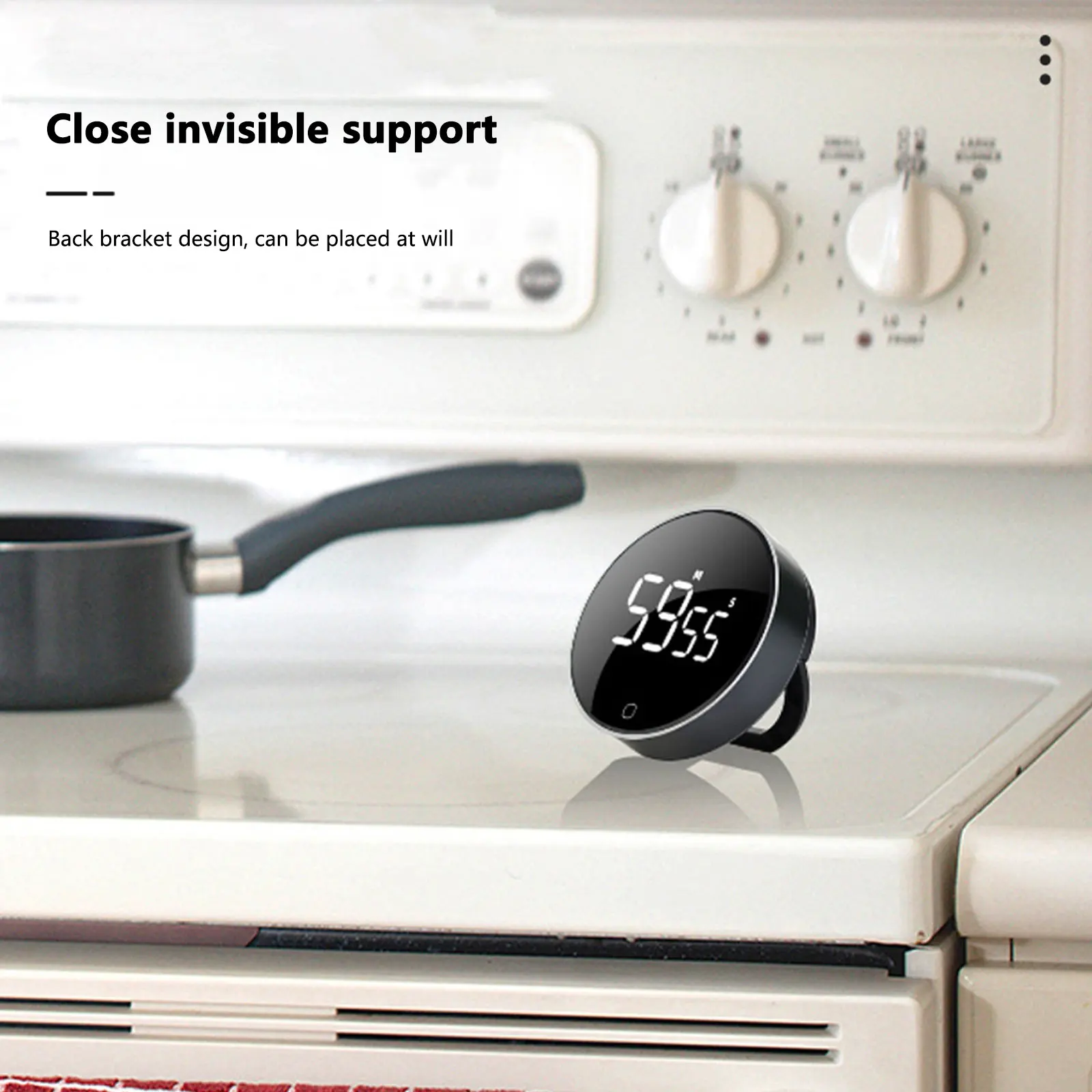 LED Digital Kitchen Timer USB Rechargeable Magnetic Baking Countdown Reminder 3-Level Volume Back Bracket Design Kitchen Tools
