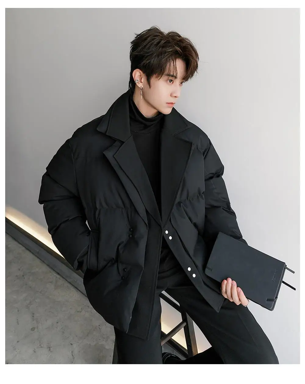 2026 Winter Fashion Solid Color Warm Parkas Men New Loose Cotton-padded Jackets Male Short Fake Two Piece Casual Coats C970