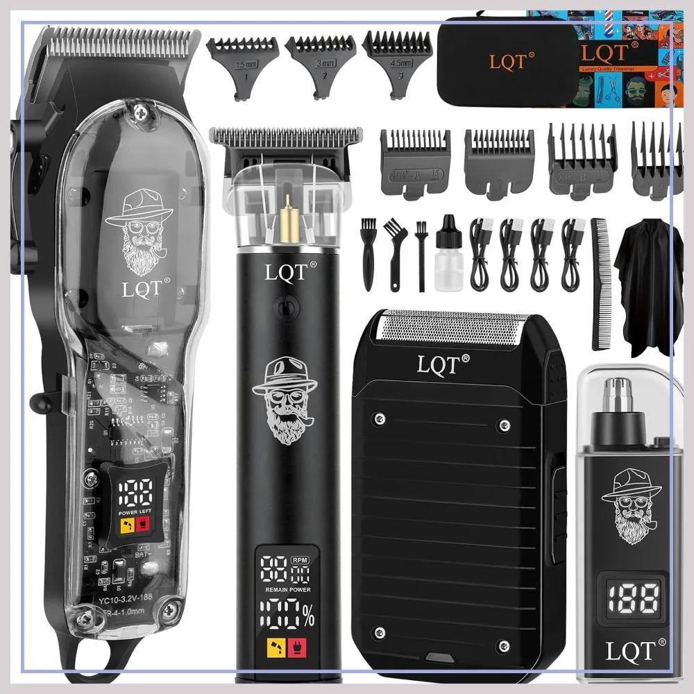 Cordless Hair Clipper & Beard Trimmer Set, LED Display, Home Grooming Tools for Men, Father's Day Gift