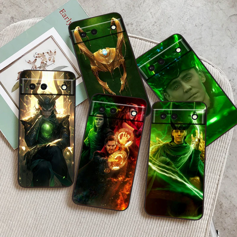 Loki-funda de silicona negra a prueba de golpes para teléfono, carcasa trasera para Google Pixel 9, 8, 7A, 7, 6A, 6, 5A, 5, 4, 4A, XL, 5G