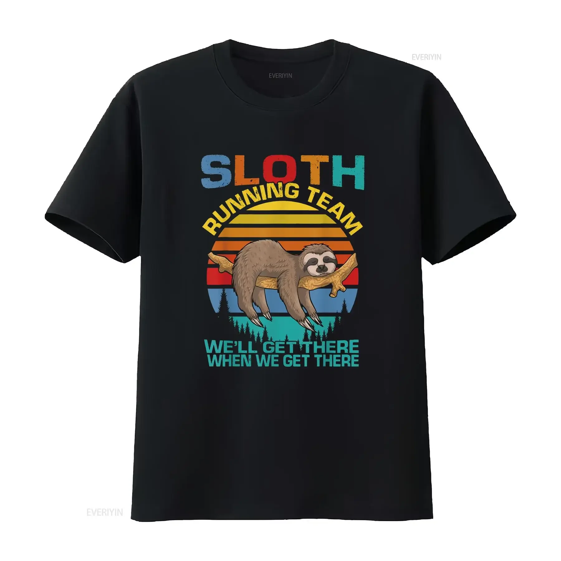 Vintage Sloth Running Team We ll Get There camiseta divertida vintage lavado gráfico Top para uso diario transpirable cómodo