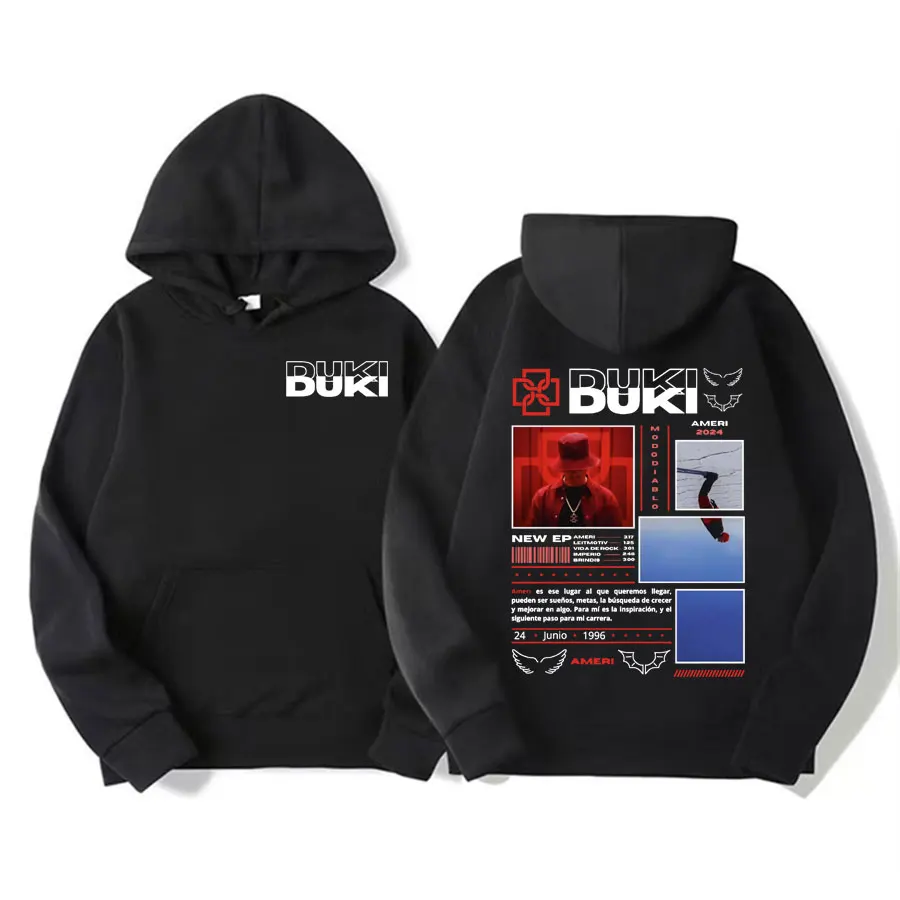 Rapper Duki Ameri 2024 Tour Graphic Hoodie Men Women Clothing Casual Fleece Oversized Sweatshirt Hip Hop Fashion Vintage Hoodies