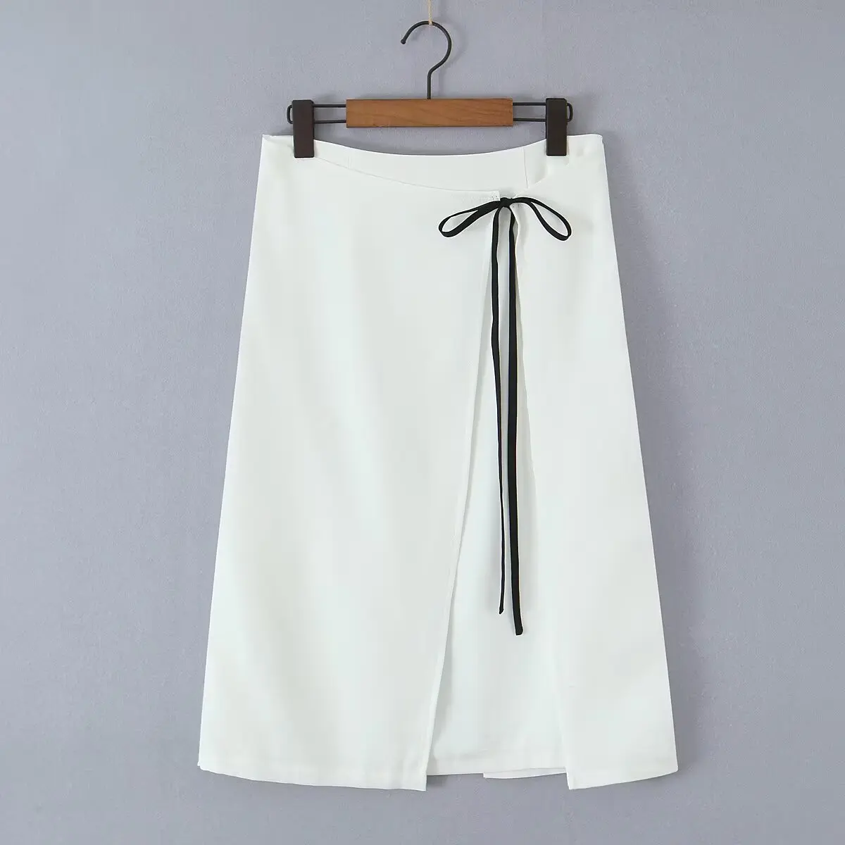 

Woman High Waist Side Slit Skirt Lace-up Concealed Zipper Contrasting Color Mid-length Slim Hip Skirt Early Autumn New Skit