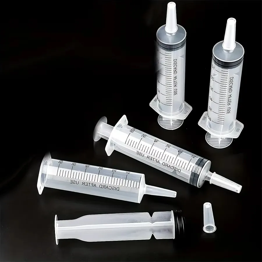 60ml Plastic Syringe with Tube Measuring Barrel, Liquid Syringe with Cap for Liquid Oil Absorption, Pet Feeding Syringe