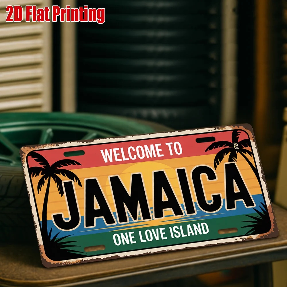 2D Flat - [2D Flat] 2D Plane - [2D Plane] 1 2D Plane Print Retro Metal Sign | Jamaica Aluminum Sign, Travel Decor, One Love Isla