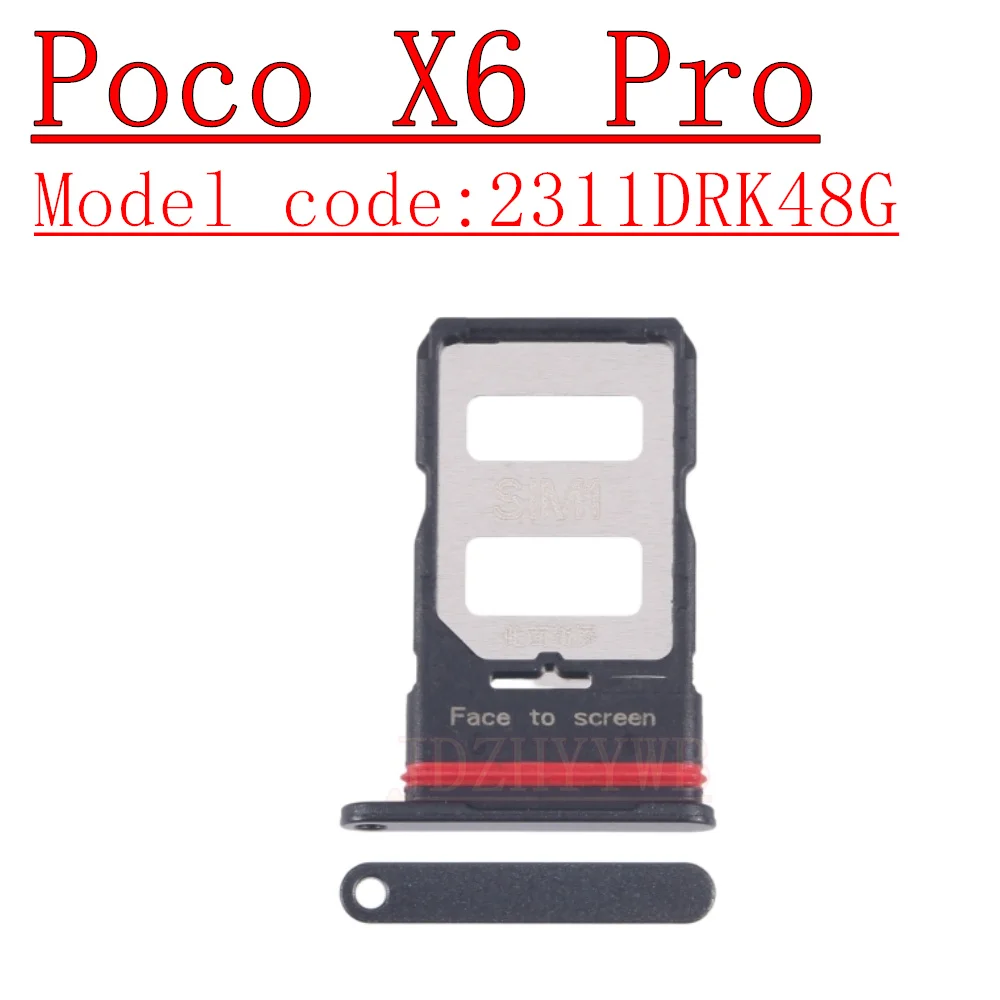 Dual Single Chip SIM Card Tray For Xiaomi Poco X6 Pro PocoX6Pro Phone SIM1 + SIM2 Card Tray Part